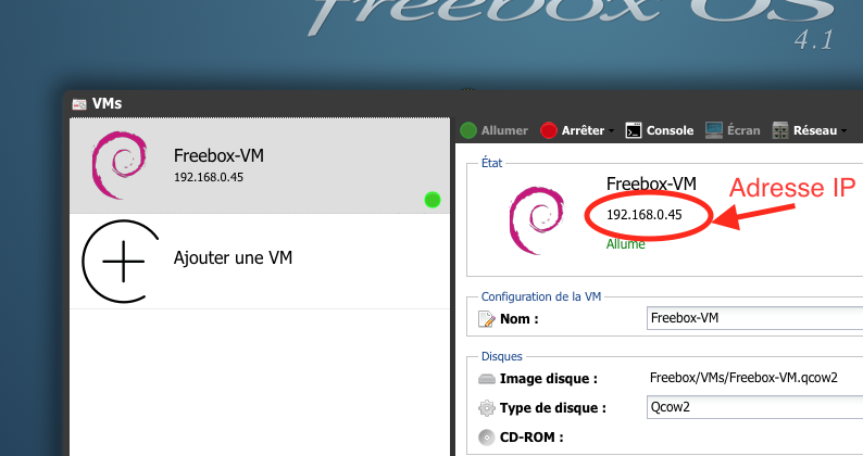 Feebox VM Adresse IP